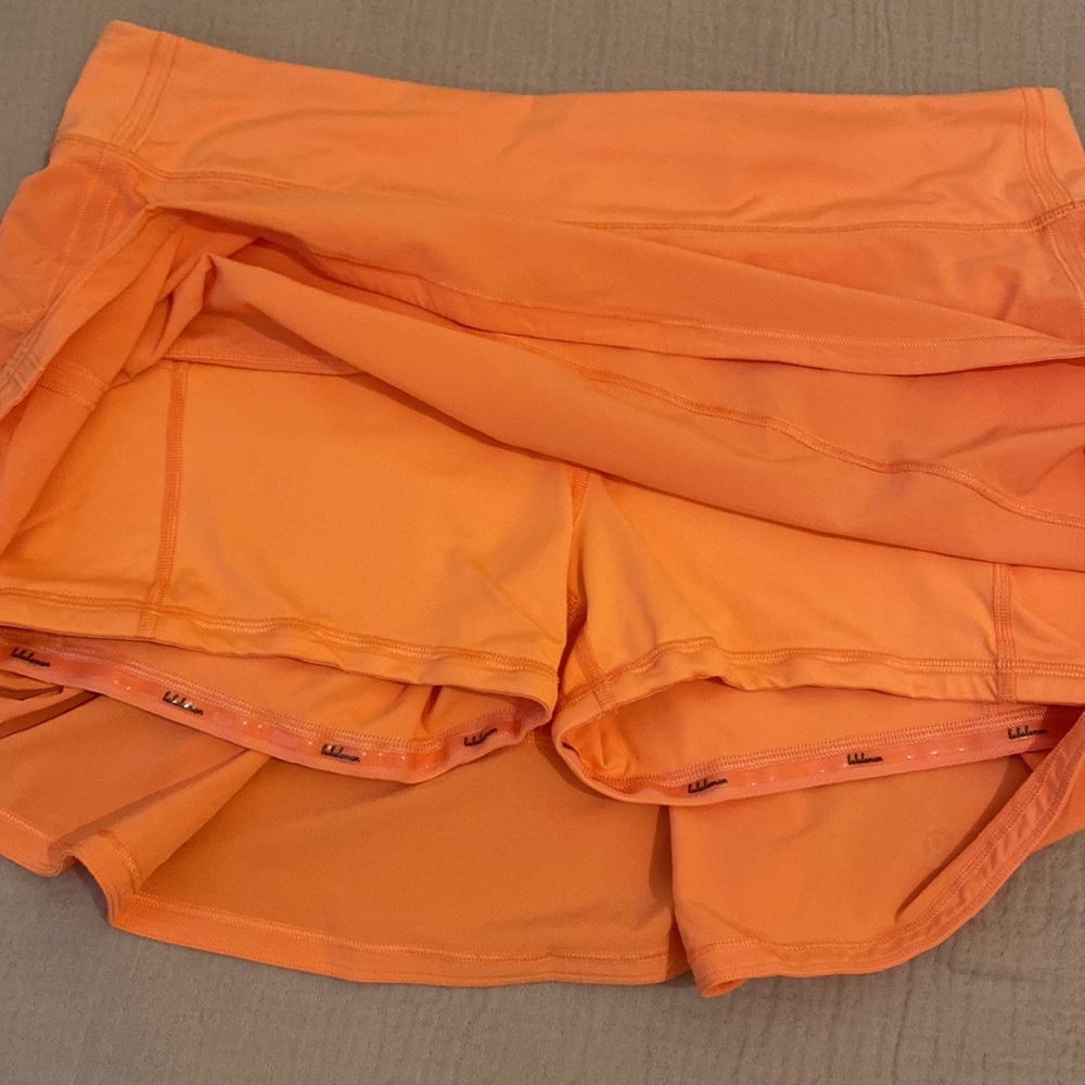 Lululemon athletica Orange Athletic Skirtwith built shorts size 12 - Picture 6 of 9